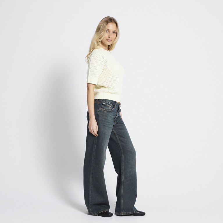 Crochet knit tee "Viola" Light Yellow
